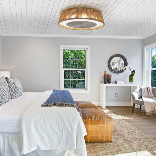 Bohemian Style LED Dimmable Ceiling Light With Built-in Fan - Remote Control