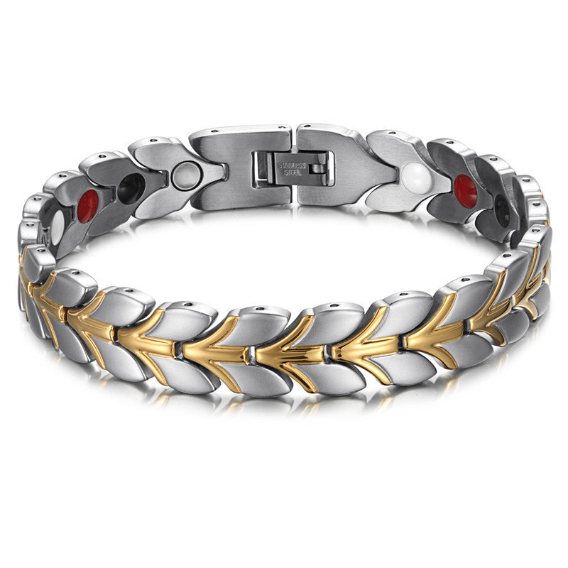 Stainless Steel Couple Bracelet Magnetic Germanium Anion Far Infrared Dour-In-One Bracelet