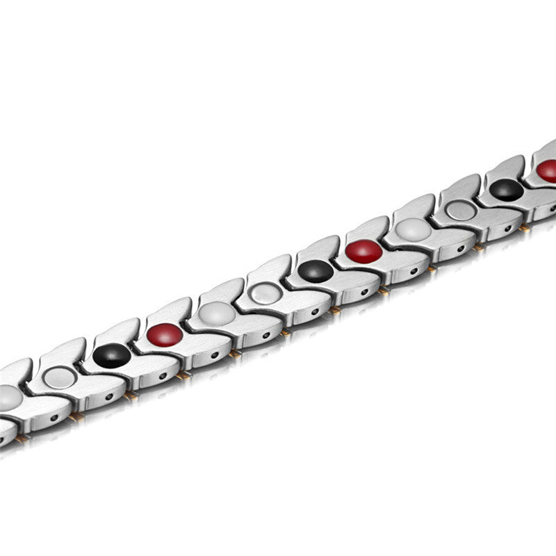 Stainless Steel Couple Bracelet Magnetic Germanium Anion Far Infrared Dour-In-One Bracelet