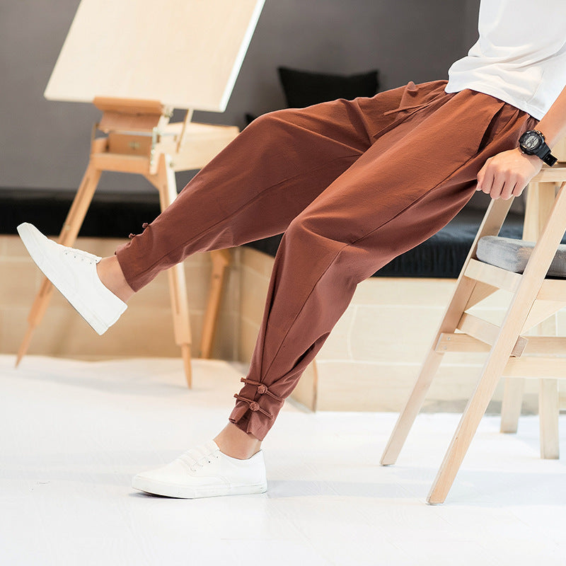 Men's Casual Trousers Retro Plus Size Fashion Elasticated Pants