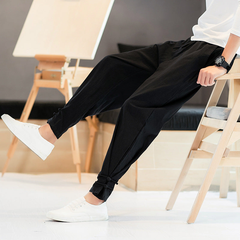 Men's Casual Trousers Retro Plus Size Fashion Elasticated Pants