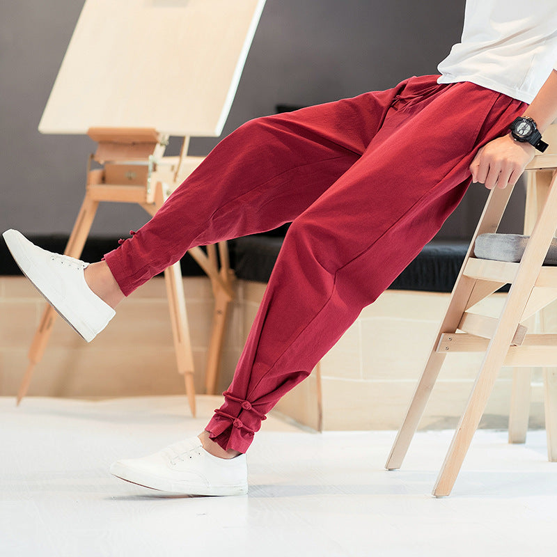 Men's Casual Trousers Retro Plus Size Fashion Elasticated Pants