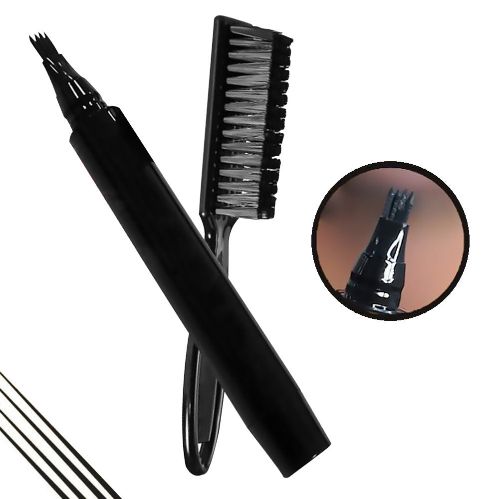 Mustache Pen With Brush  New Four-pronged Beard Pen