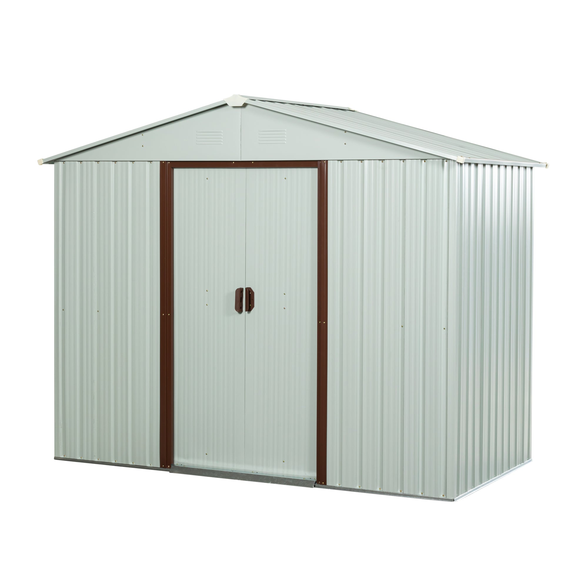 6ft x 5ft Outdoor Storage Shed with Metal Floor-to-Ceiling Lockable Sliding Door- White