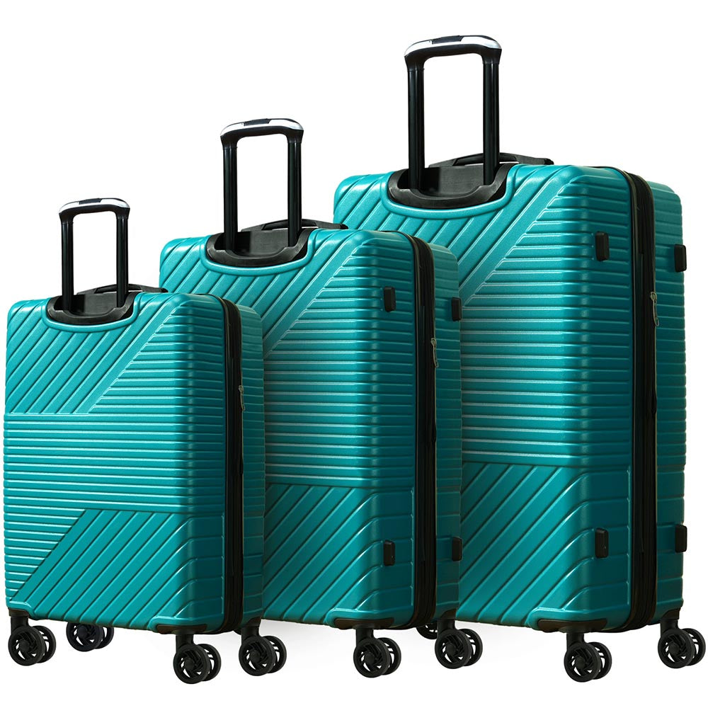3-Piece Lightweight Hard-shell Luggage Set with Double Spinner Wheels and TSA Lock - Green