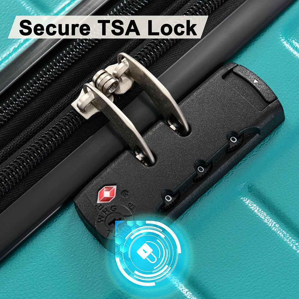 3-Piece Lightweight Hard-shell Luggage Set with Double Spinner Wheels and TSA Lock - Green