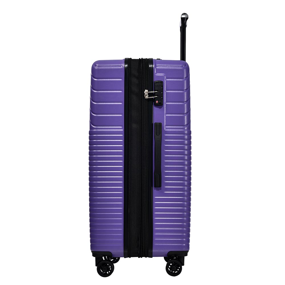 3-Piece Lightweight Hard-shell Luggage Set with Double Spinner Wheels and TSA Lock - Purple