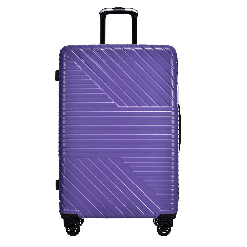 3-Piece Lightweight Hard-shell Luggage Set with Double Spinner Wheels and TSA Lock - Purple