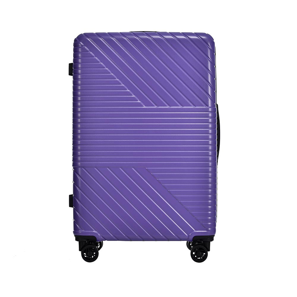 3-Piece Lightweight Hard-shell Luggage Set with Double Spinner Wheels and TSA Lock - Purple