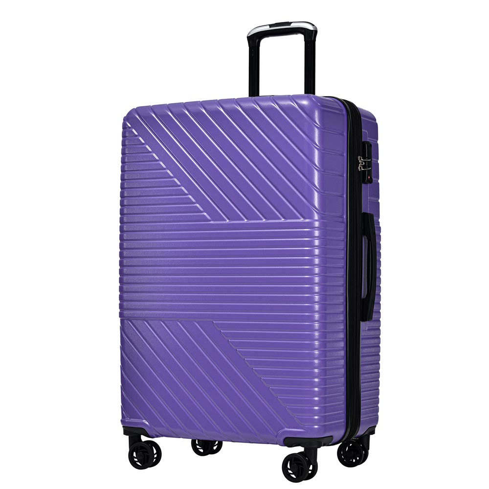 3-Piece Lightweight Hard-shell Luggage Set with Double Spinner Wheels and TSA Lock - Purple