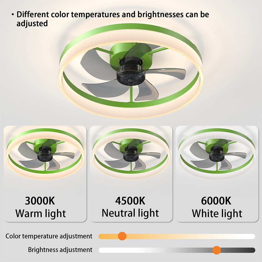 Slim Modern Ceiling Fan with Dimmable LED Light - Green