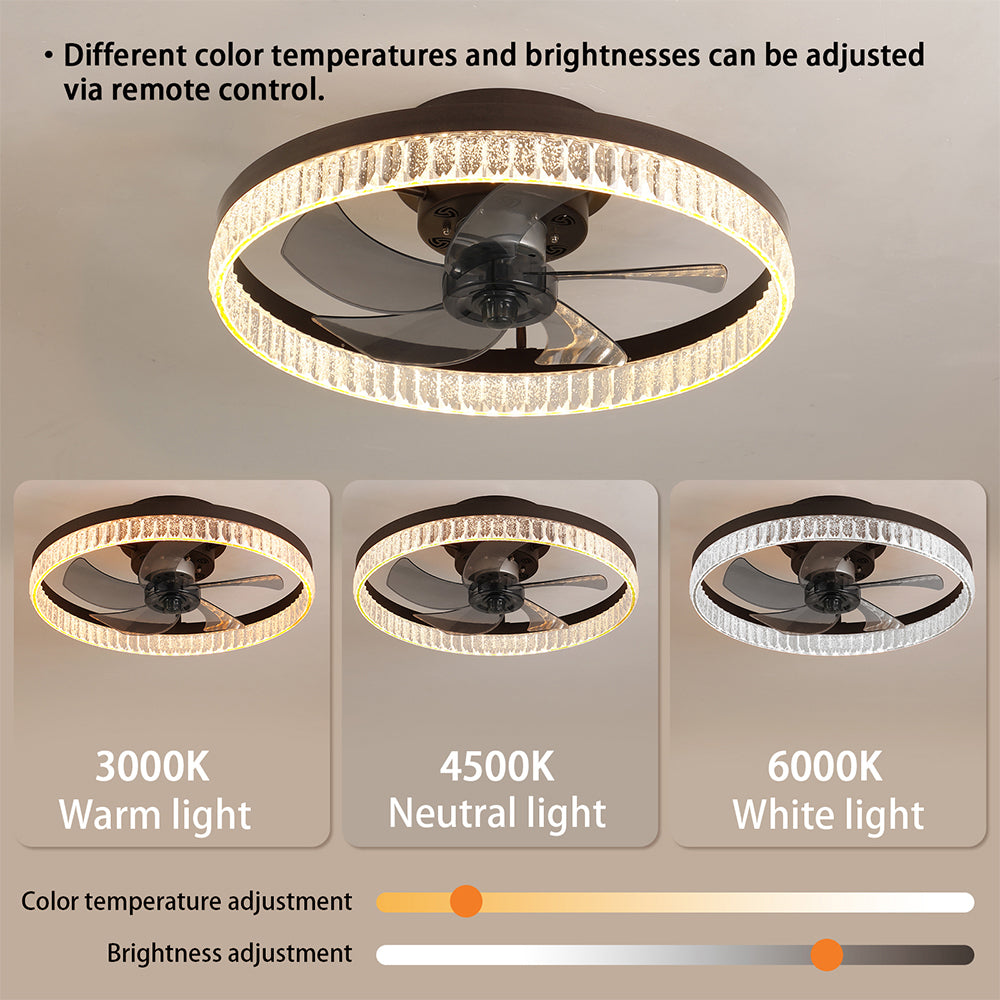 Minimalist LED Chandelier Ceiling Fan - Brown