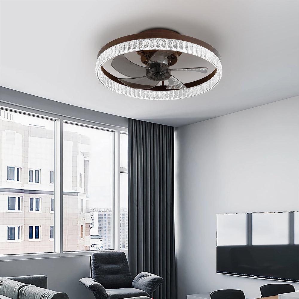Minimalist LED Chandelier Ceiling Fan - Brown