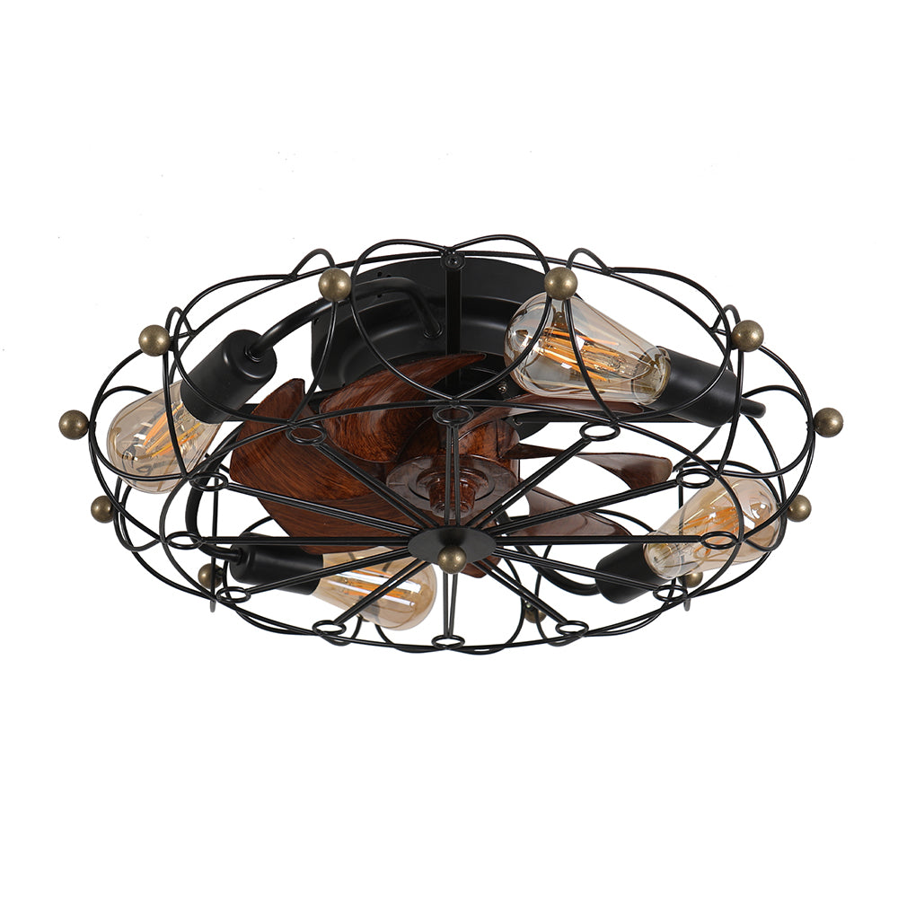 Modern Industrial Low-Profile Ceiling Fan with Lights and Remote Control