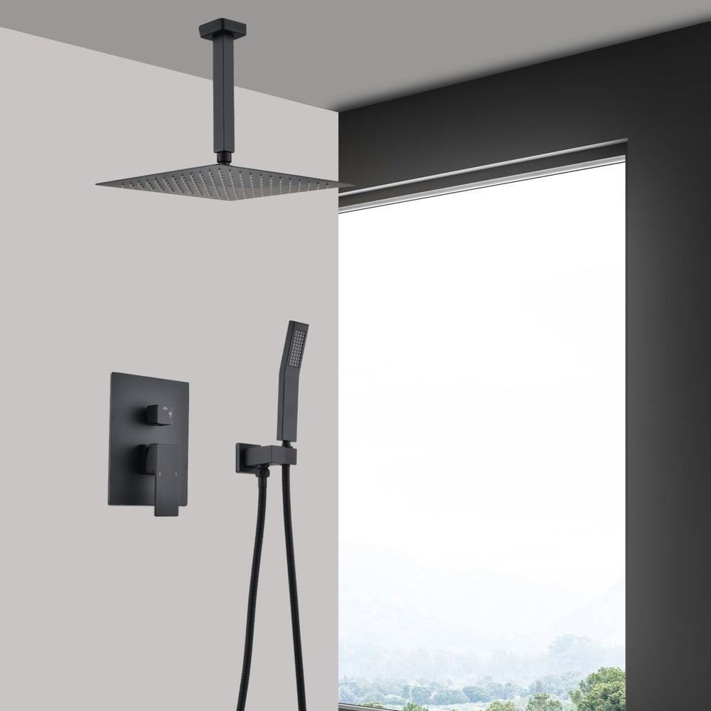 Ceiling Mounted Shower System with Handheld 12in Head