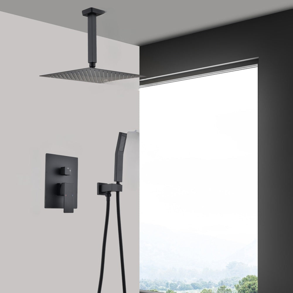 Ceiling Mounted Shower System with Handheld 12in Head