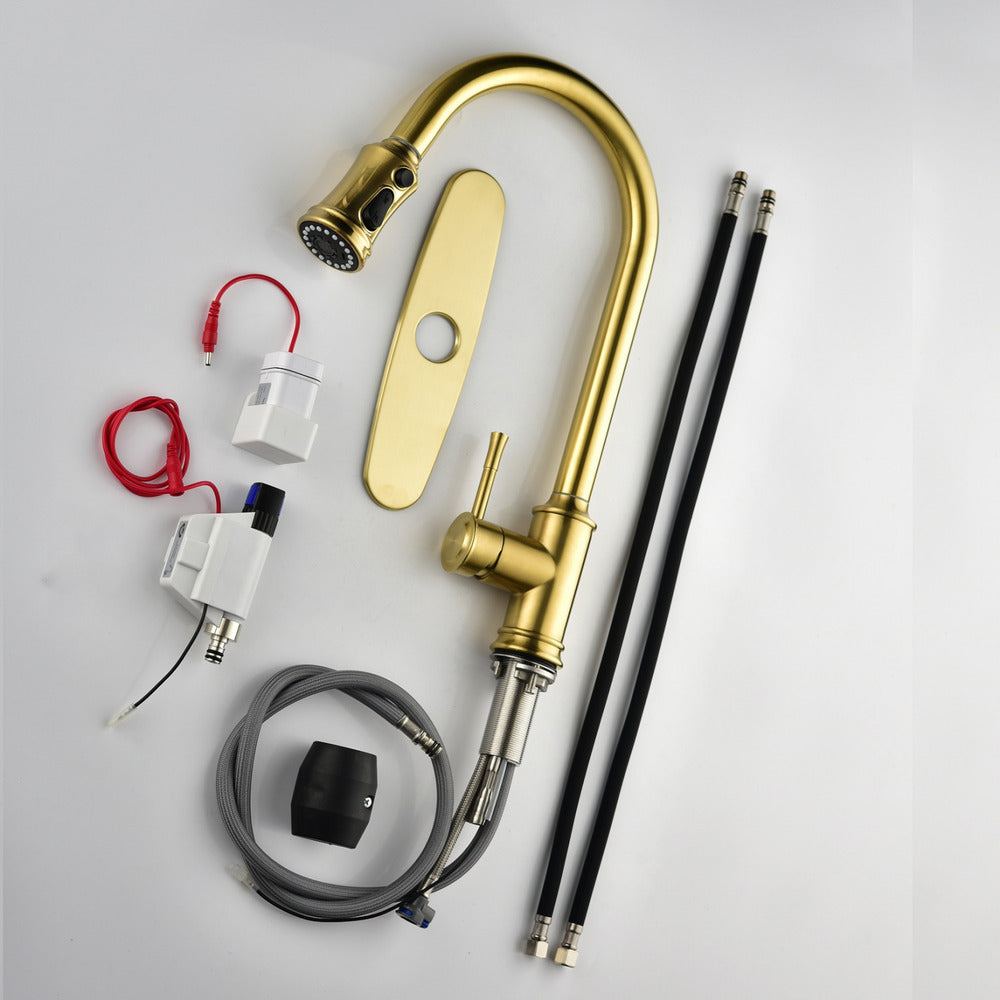 High Arc Pull Out Kitchen Faucet Stainless Steel