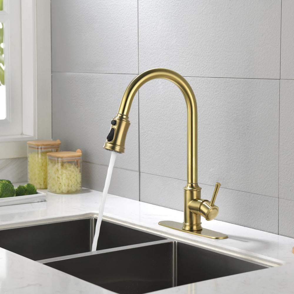 High Arc Pull Out Kitchen Faucet Stainless Steel