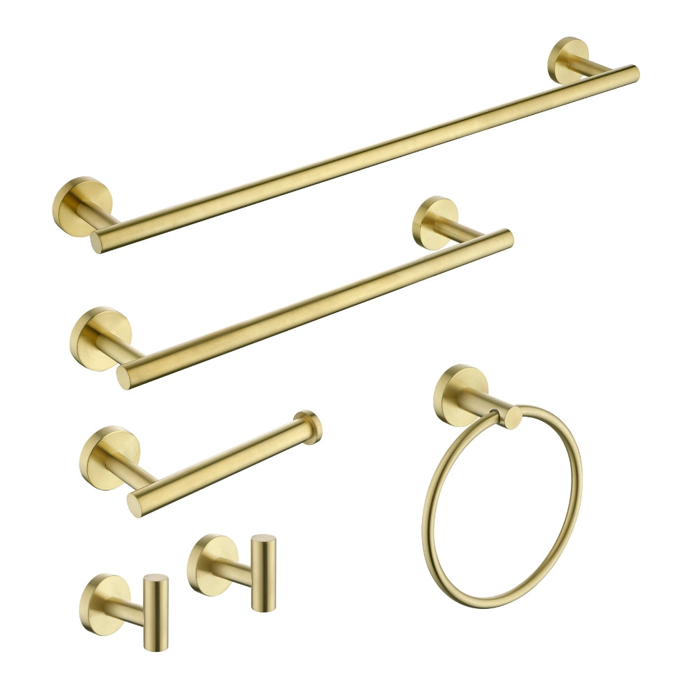 6-Piece Brushed Gold Bathroom Hardware Set