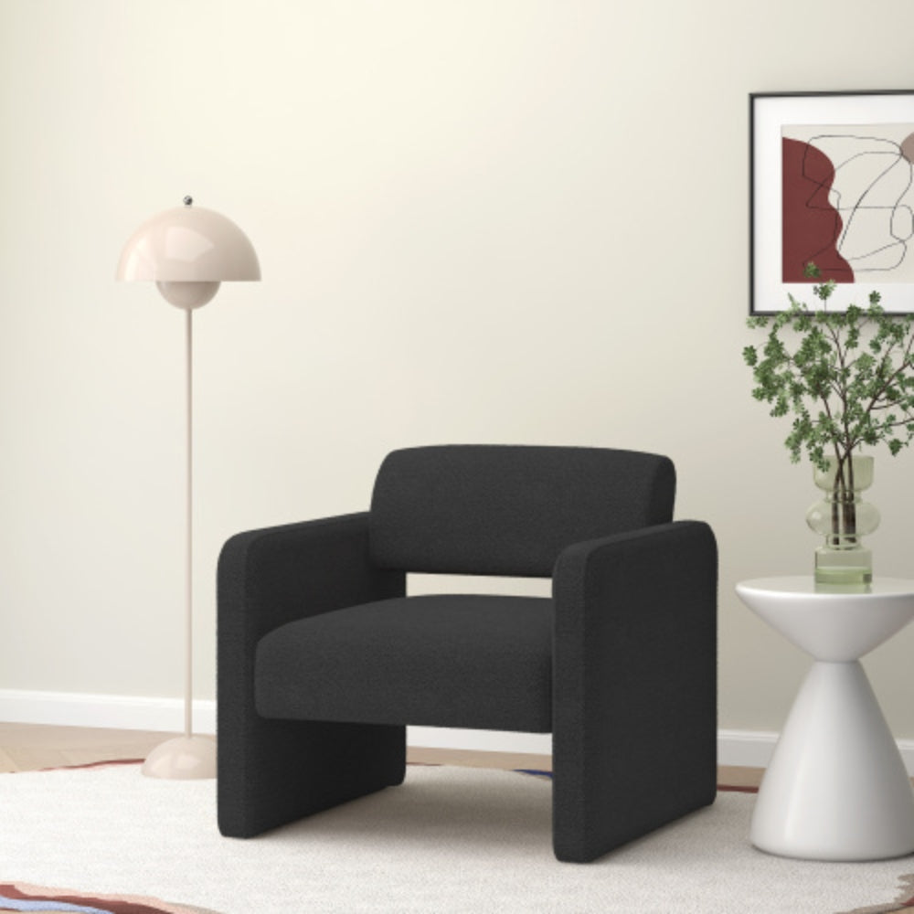 Black Upholstered Single Sofa Chair with Armrests