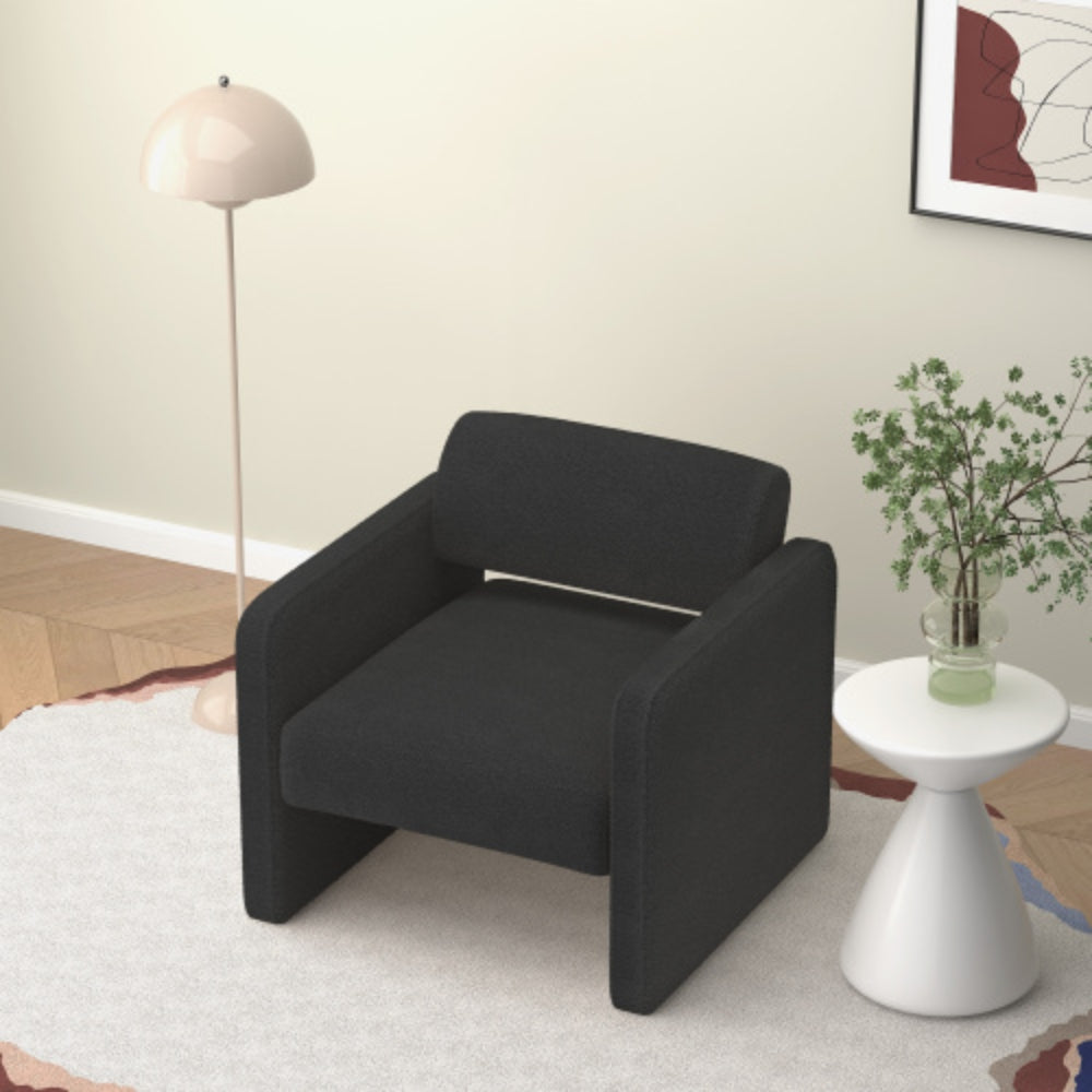 Black Upholstered Single Sofa Chair with Armrests