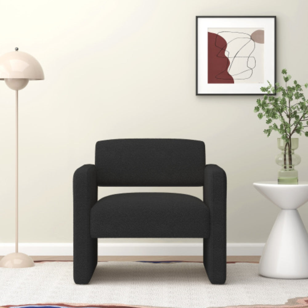 Black Upholstered Single Sofa Chair with Armrests