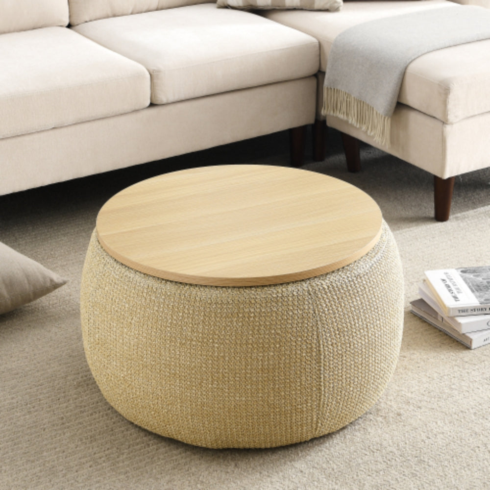 Versatile Round Storage Ottoman 2 in 1 End Table