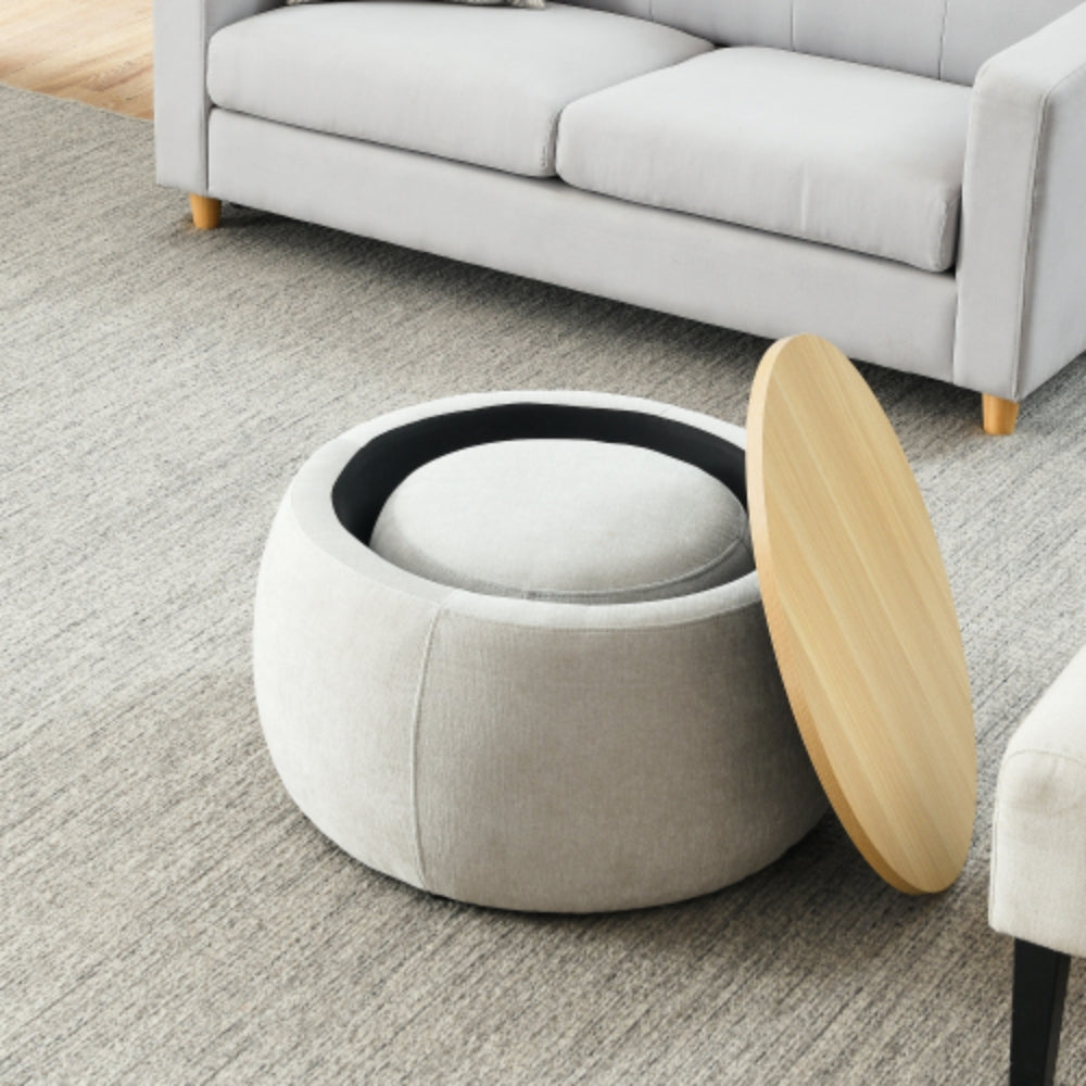 Multi Functional Round Storage Ottoman