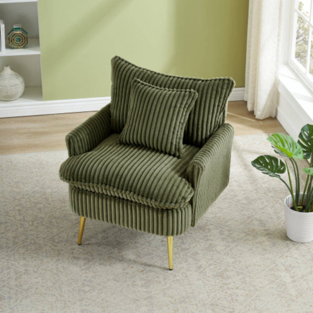 Cozy Green Coarse Corduroy Single Chair