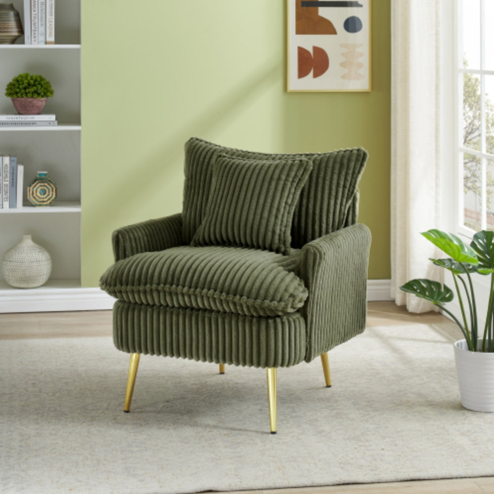 Cozy Green Coarse Corduroy Single Chair