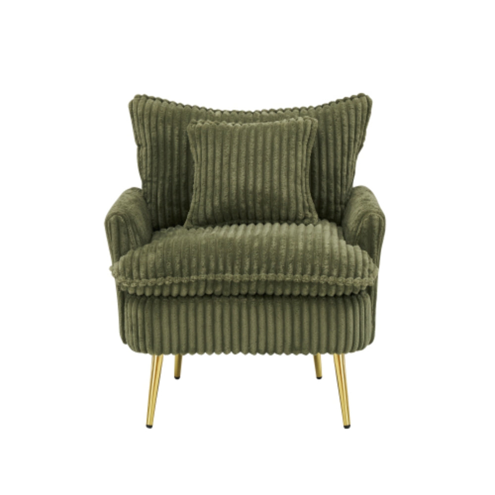 Cozy Green Coarse Corduroy Single Chair