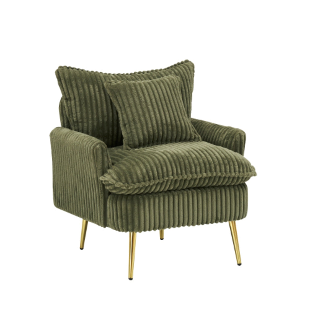 Cozy Green Coarse Corduroy Single Chair