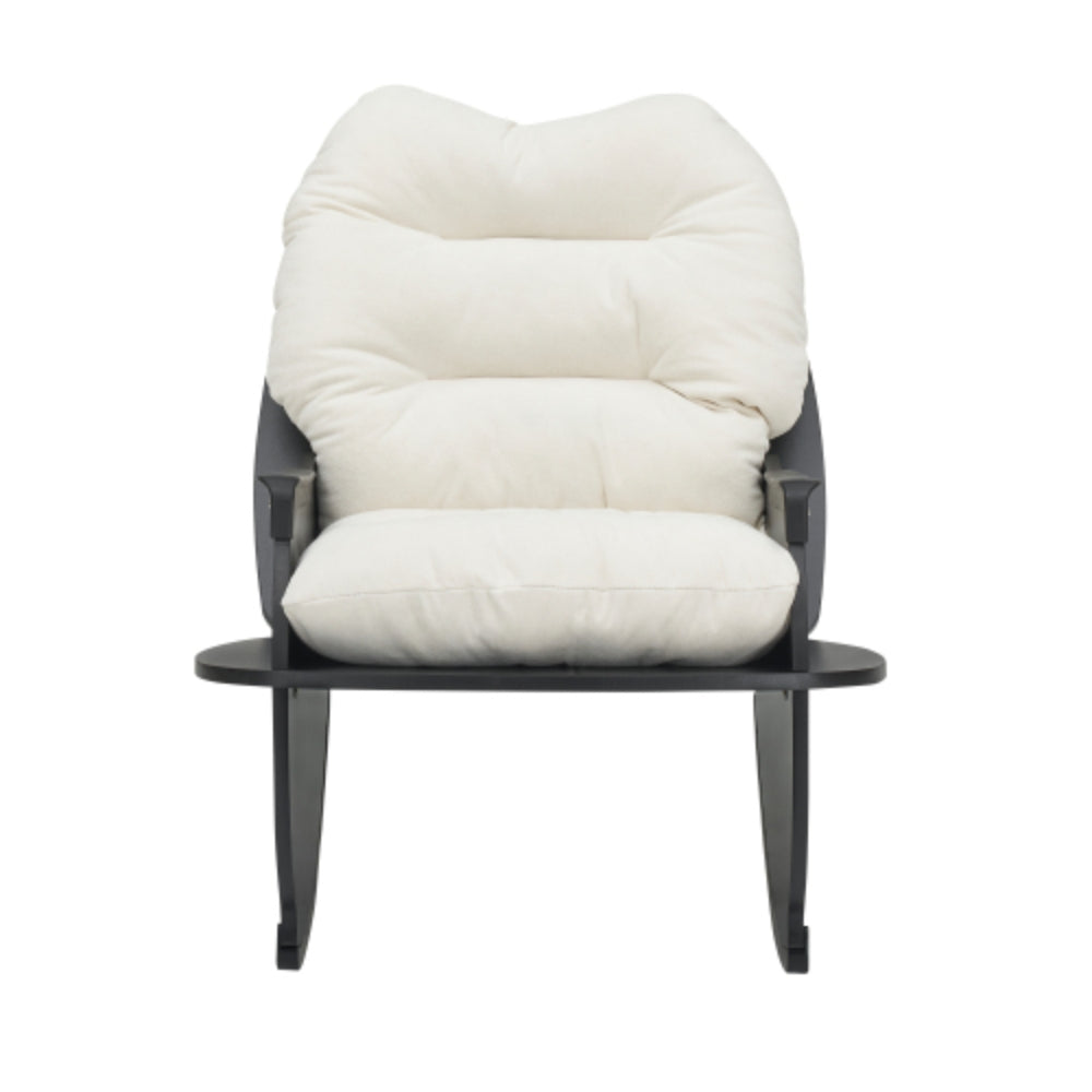 Comfortable Beige Rocking Chair Perfect for Balcony Seniors Kids and Adults