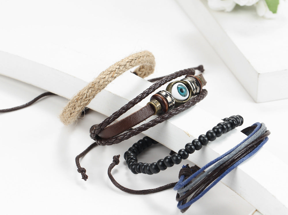 Men's Hand Braided Vintage Eye Multilayer Adjustable Bracelet