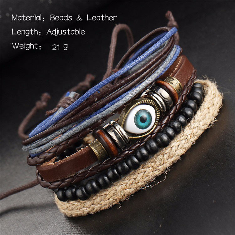 Men's Hand Braided Vintage Eye Multilayer Adjustable Bracelet