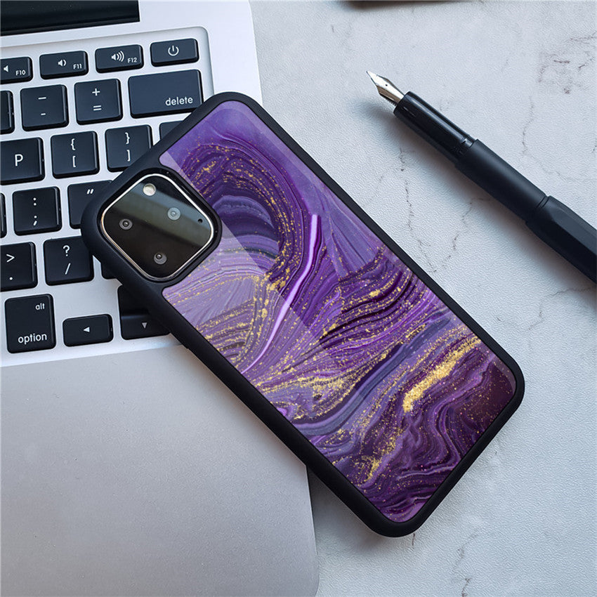 Compatible with Apple , Anti-drop marble pattern mobile phone case