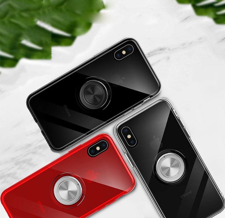 Compatible with Apple, Transparent Magnetic Ring Stand Phone Case For iPhone XR XS Max X XS Adsorption Holder case For iPhone 6 6S Plus 7 8 Plus cover