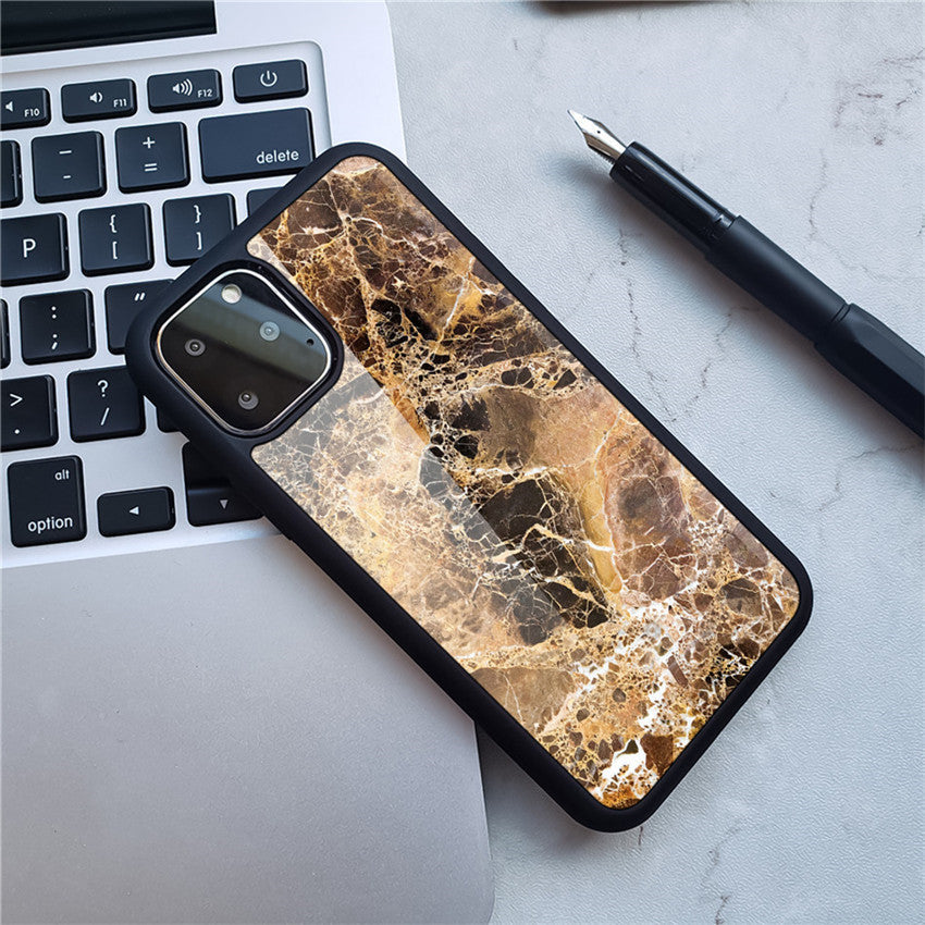 Compatible with Apple , Anti-drop marble pattern mobile phone case