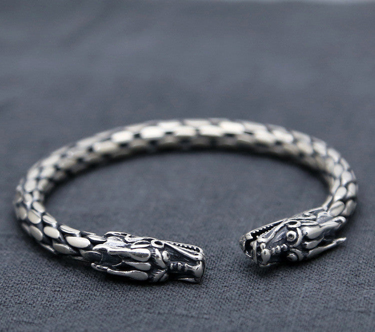 Sterling Silver Ornament Chiang Mai Handmade Silver Retro Hemp Rope Woven Thai Opening Bracelet