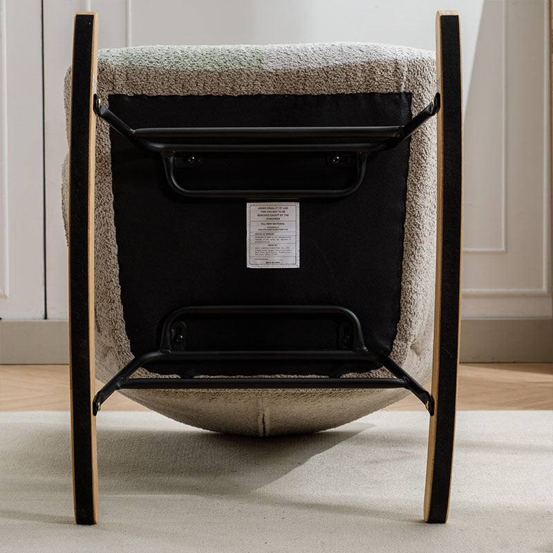 Modern Patchwork Accent Chair With Solid Wood Armrest And Feet, Mid-Century Modern Accent Sofa, Fabric Sofa Chair For Living Room Bedroom Studio, Comfy Side Armchair For Bed