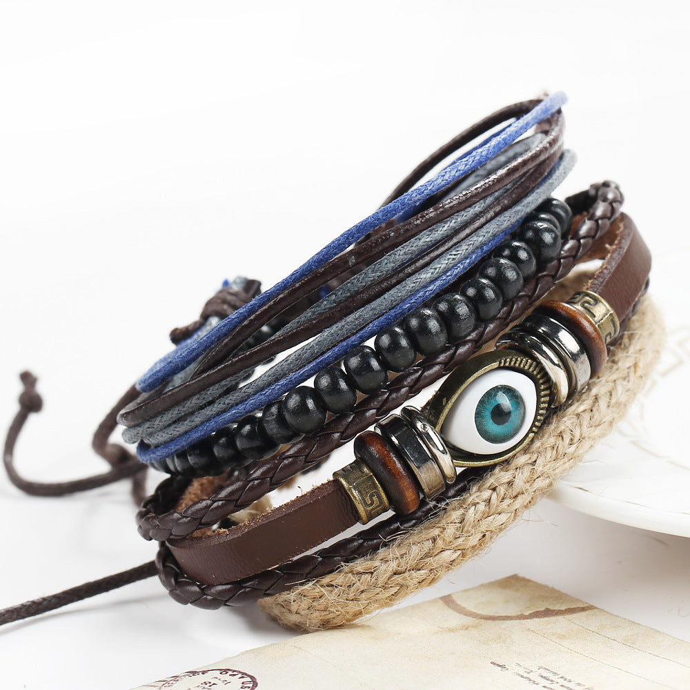Men's Hand Braided Vintage Eye Multilayer Adjustable Bracelet