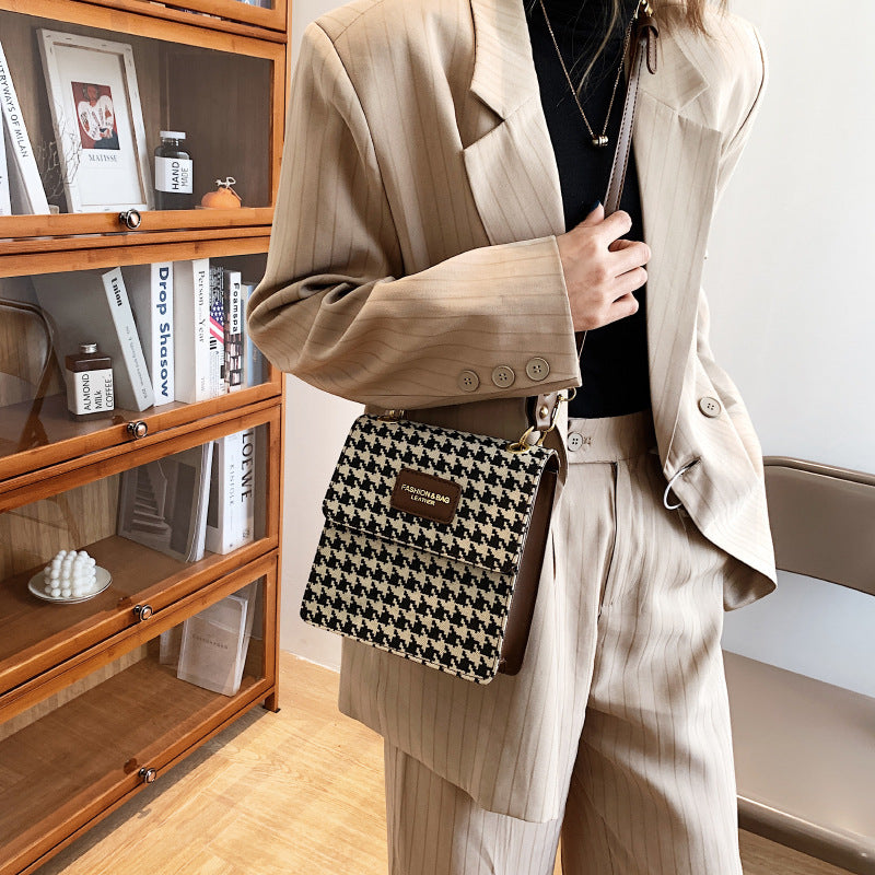 Fashion Plaid Messenger Bag Handheld One Shoulder Small Square Bag
