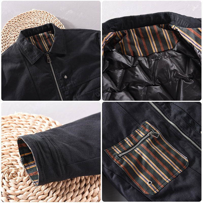 Mens Casual Patchwork Striped Contrast Jacket
