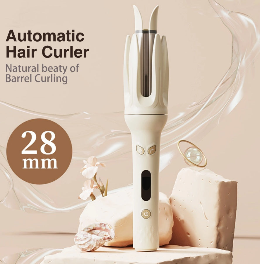 Spin And Curl, Automatic Hair Curling Iron For Healthy & Shiny, Effortless Curls & Waves, 28mm Barrel Hair Curler With 4 Temperature-adjusting Mode, Preset Temperature Settings For Each Hair Texture,