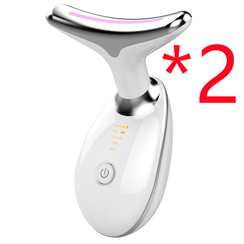 EMS Thermal Neck Lifting & Tightening Massager, Electric Microcurrent Wrinkle Remover, LED Photon Face Beauty Device For Woman