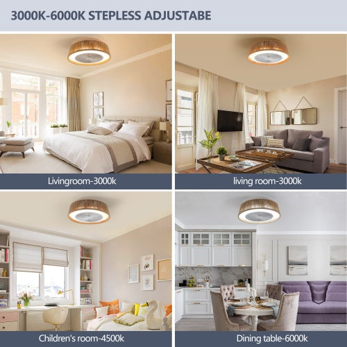 Bohemian Style LED Dimmable Ceiling Light With Built-in Fan - Remote Control