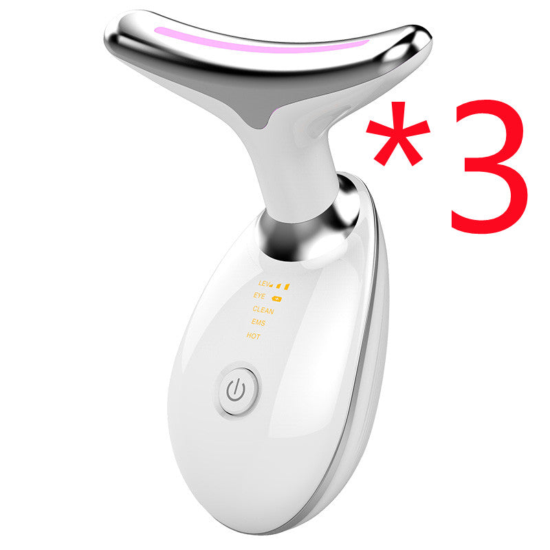 EMS Thermal Neck Lifting & Tightening Massager, Electric Microcurrent Wrinkle Remover, LED Photon Face Beauty Device For Woman