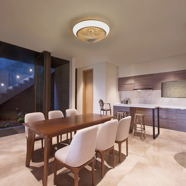 15 Inch RGB Dimmable LED Enclosed Ceiling Fan With Light, Modern Bladeless 6-speed Remote Control Suitable For Bedrooms, Children's Rooms, Parties