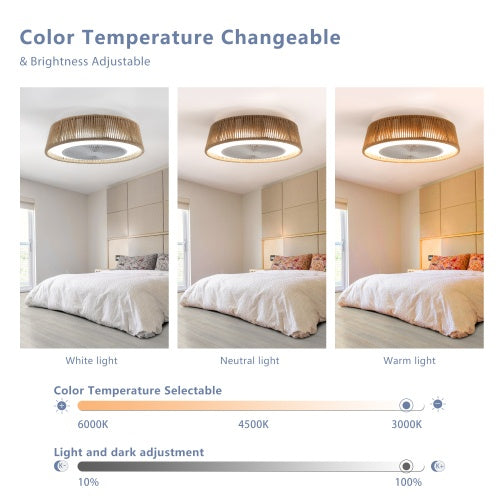 Bohemian Style LED Dimmable Ceiling Light With Built-in Fan - Remote Control