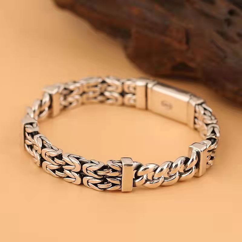 Double-row Keel Pattern Old Pure Bracelet